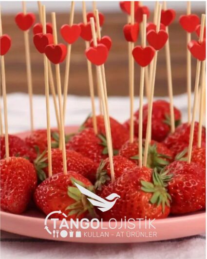 Kalp Boncuklu Bambu Kürdan