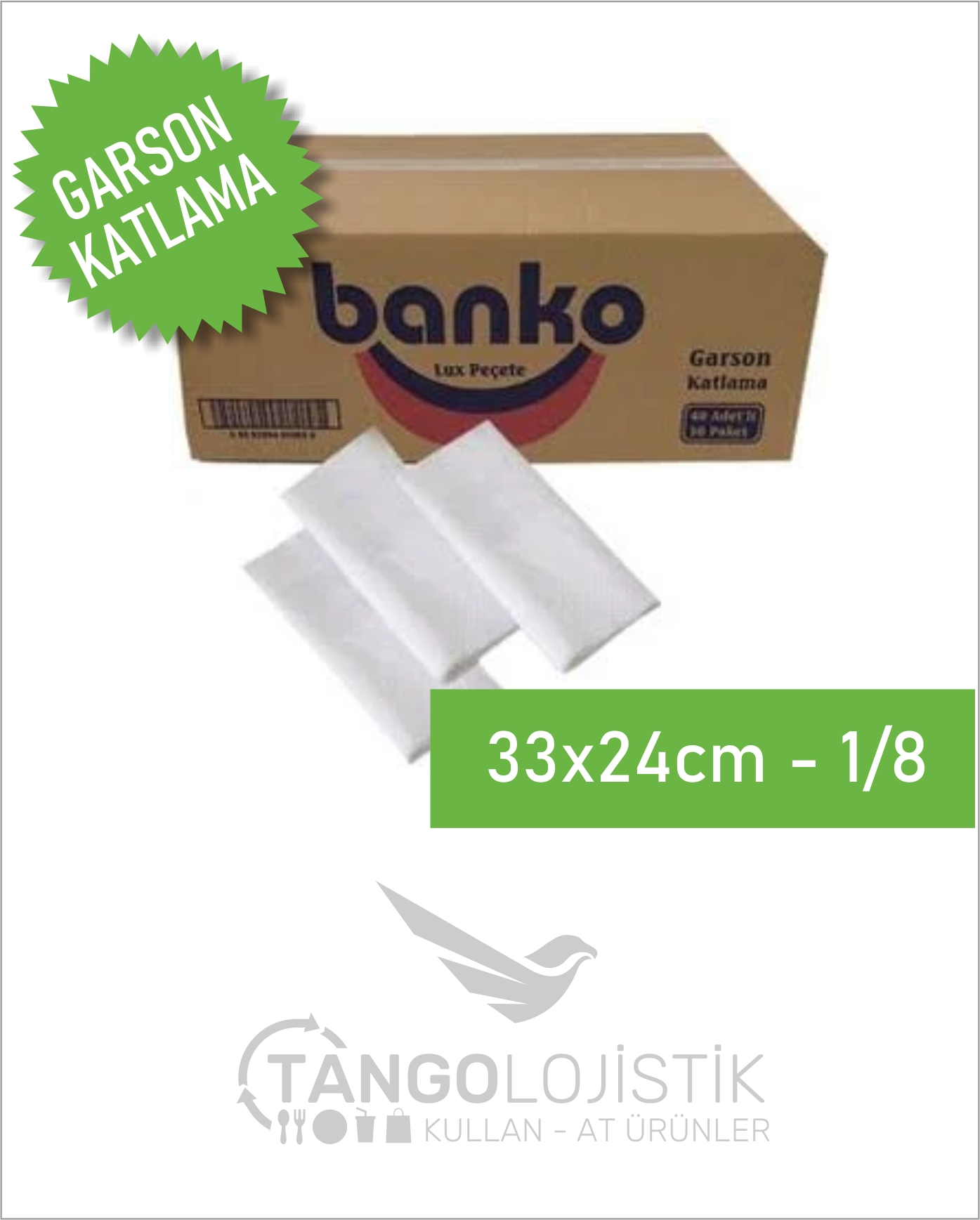 Lüks Peçete 33x24 Cm 1/8 Beyaz