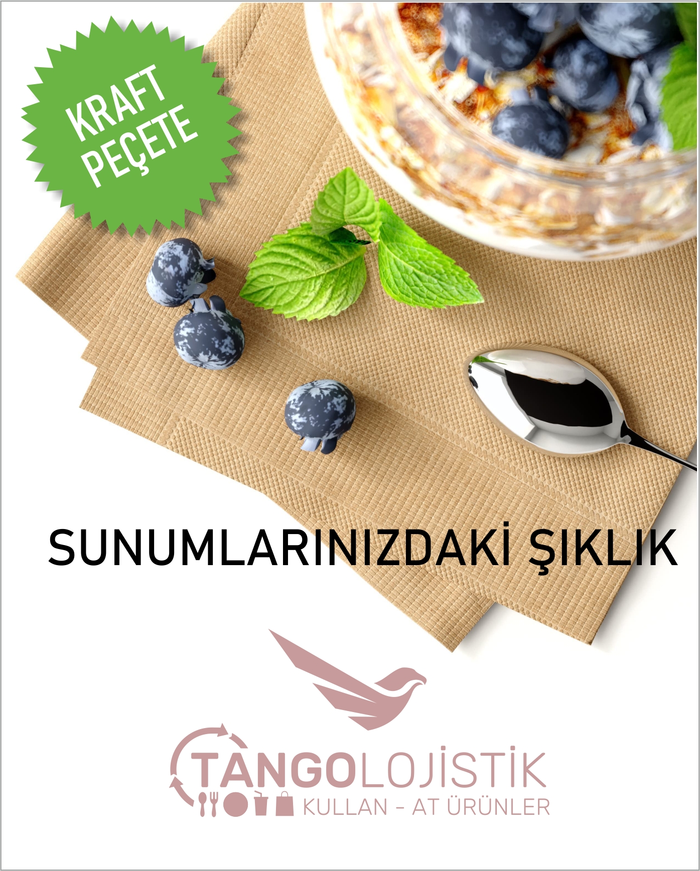 Kraft Peçete Kare 40x40 Cm 1/8 - Görsel 2