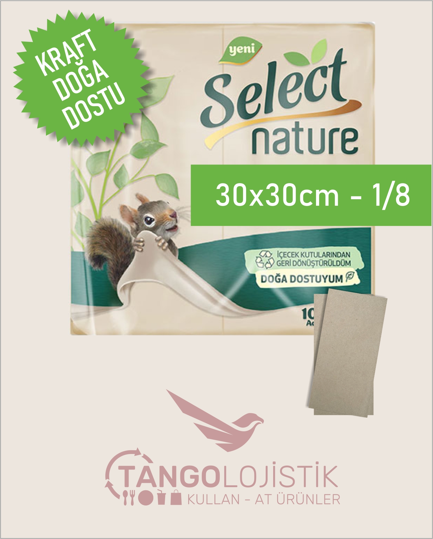 Kraft Doğa Dostu Peçete 30x30 cm 1/8