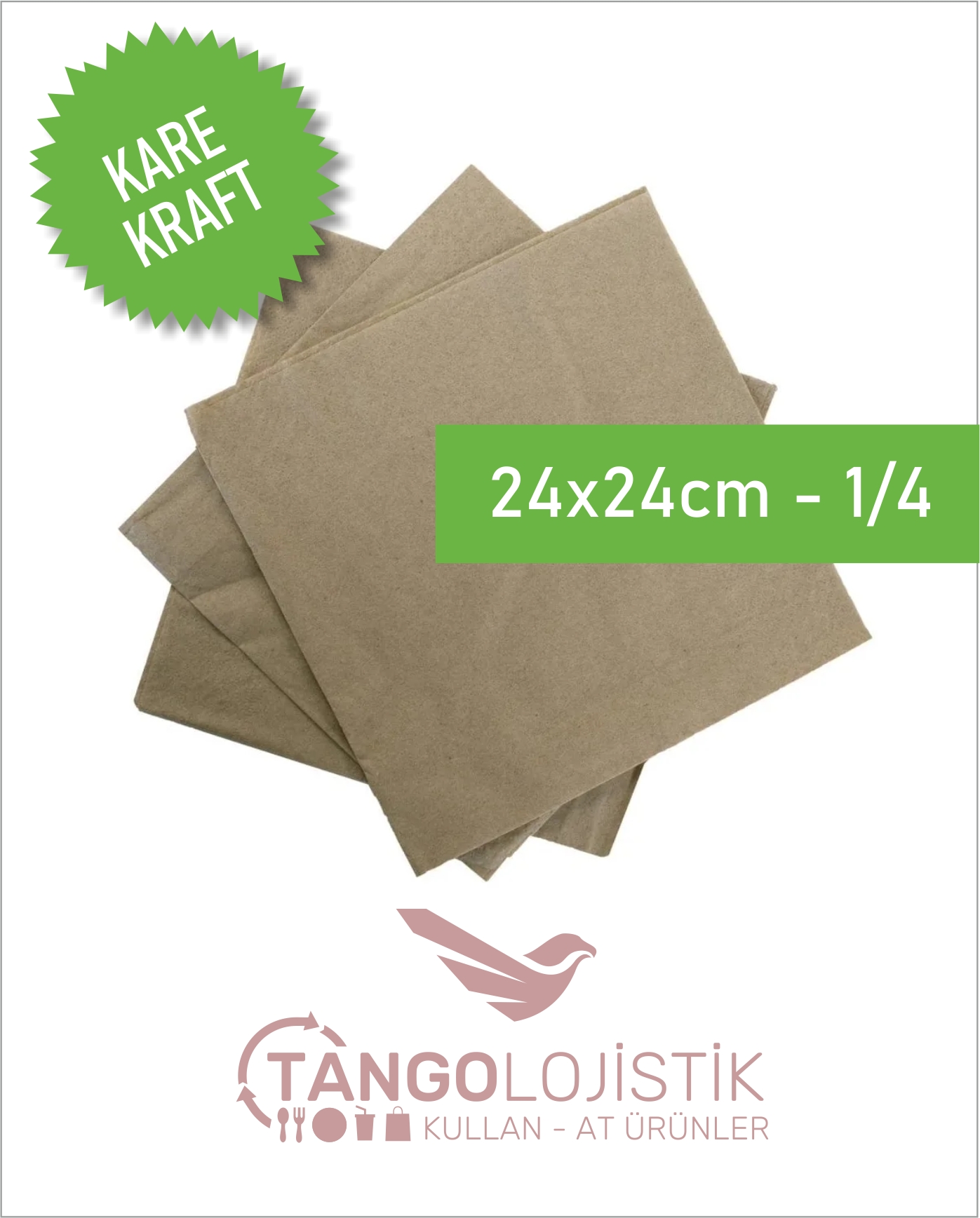 Kraft Peçete Kare 24x24 Cm 1/4