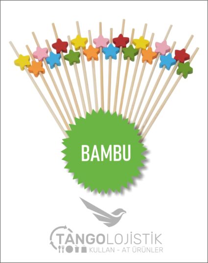 Renkli Yılzdızlı Bambu Kürdan