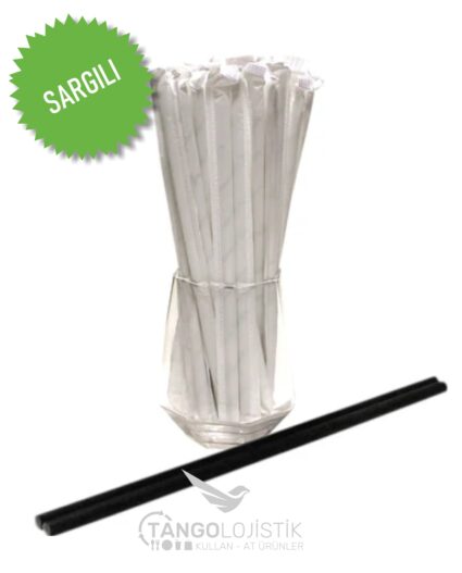 Sargılı Siyah Kağıt Pipet