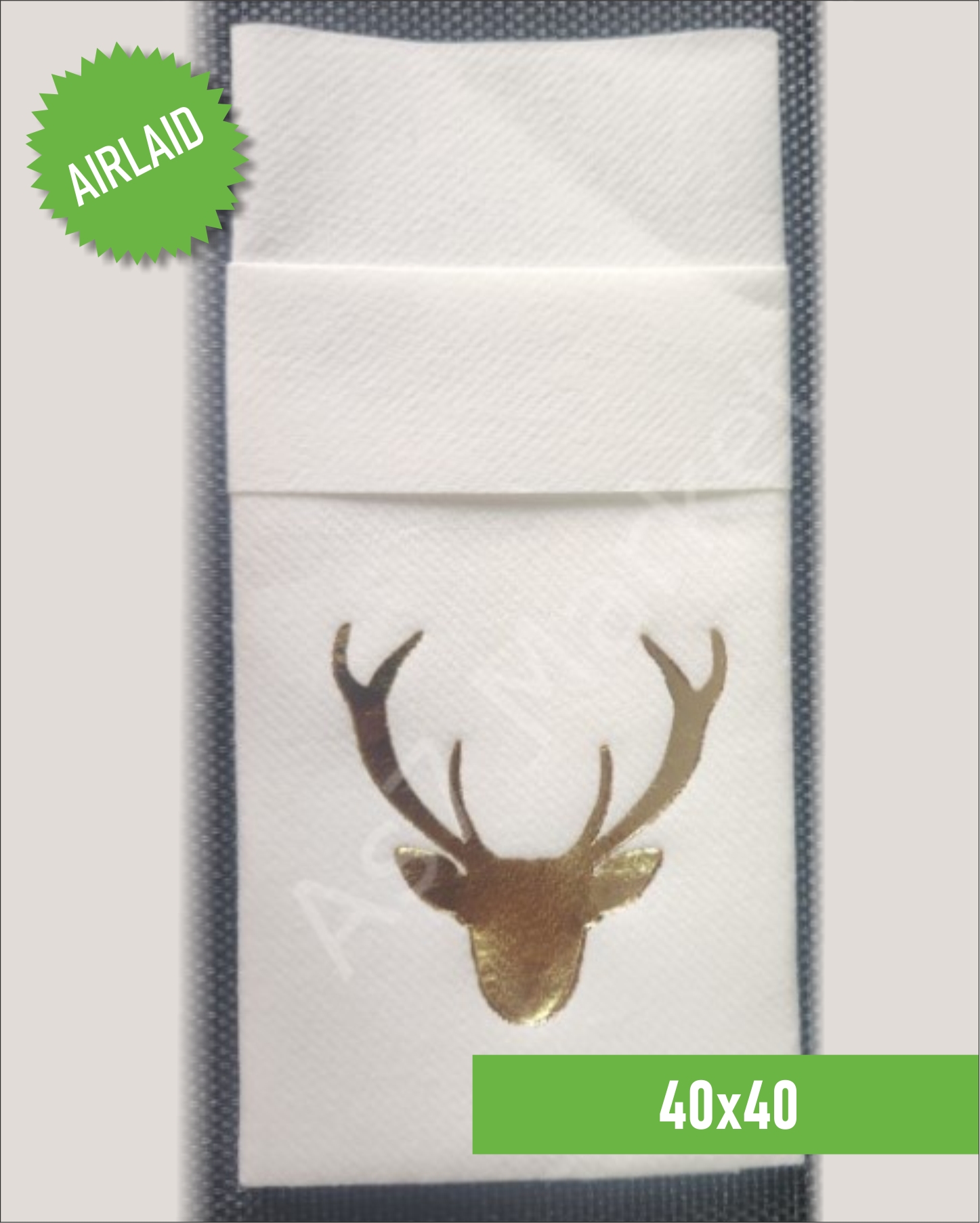 40x40 Kumaş Dokulu Yılbaşı Baskılı Beyaz Peçete 20'li