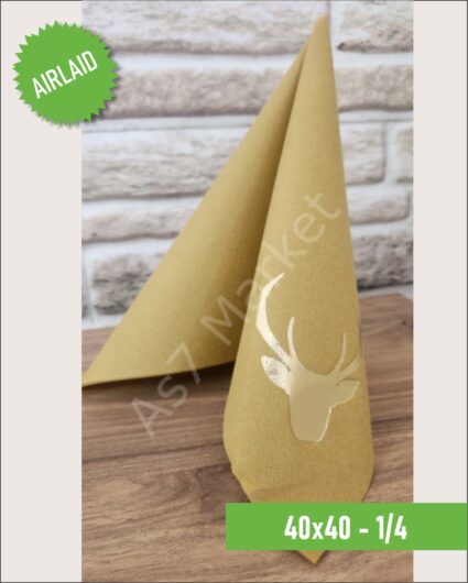 40×40 Kumaş Dokulu Yılbaşı Baskılı Gold 1/4 Peçete 20’li