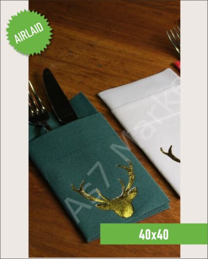 40×40 Kumaş Dokulu Yılbaşı Baskılı Yeşil Peçete 20’li