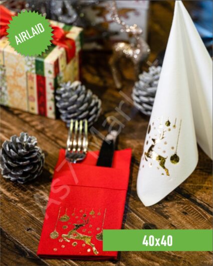 Airlaid Cepli Kırmızı Yılbaşı Baskılı Peçete 20’li Paket