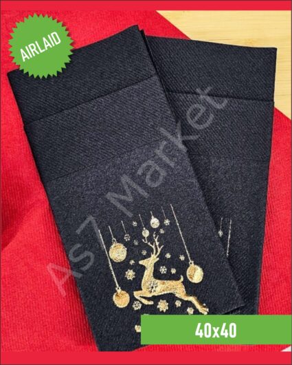 Airlaid Cepli Siyah Yılbaşı Baskılı Peçete 20’li Paket