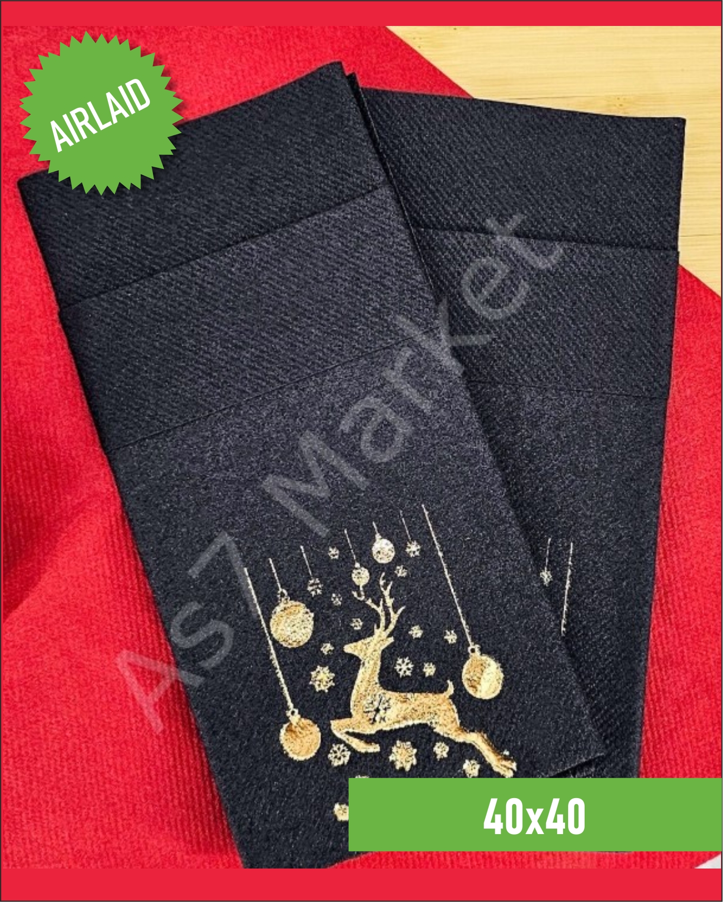 Airlaid Cepli Siyah Yılbaşı Baskılı Peçete 20'li Paket