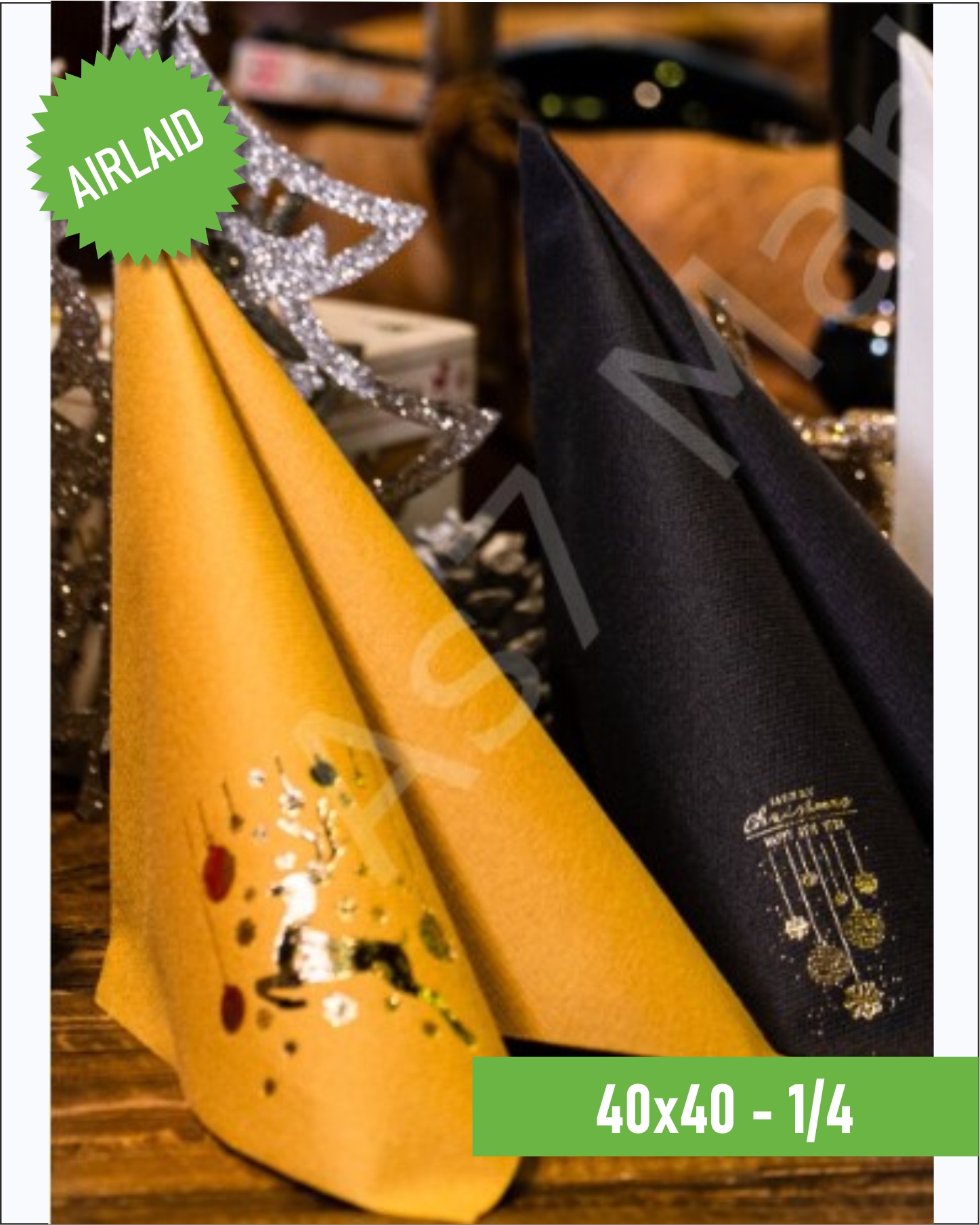 Airlaid Kumaş Dokulu Yılbaşı Desenli Gold 1/4 20'li Paket