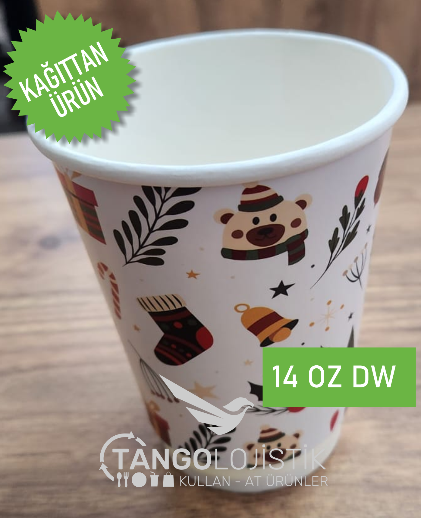 Yılbaşı Baskılı 14 oz Dw Beyaz Bardak