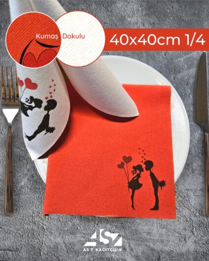 Airlaid Kalpli Bardak Baskılı Beyaz Peçete 40×40 1/4